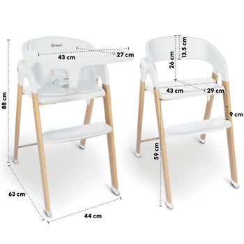 Стульчик для кормления BabyGO Levels 5 в 1, белый (51011) - Pampik - 20