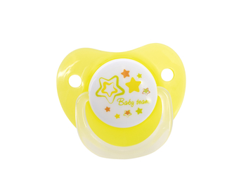 Пустушка силіконова Baby Team, ортодонтична, 0-6 міс., жовтий (3001) - Pampik