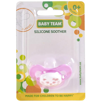 Пустушка силіконова Baby Team, класична, 0-6 міс., рожевий (3007) - Pampik - 4