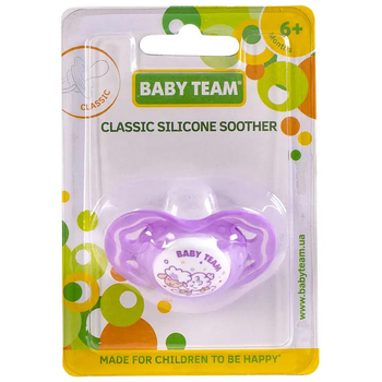 Пустушка силіконова Baby Team, класична, 6+ міс., фіолетовий (3014) - Pampik - 3