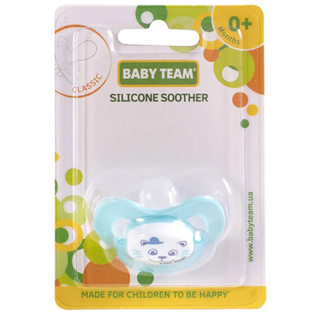 Пустушка силіконова Baby Team, класична, 0-6 міс., блакитний (3007_голубой) - Pampik - 4