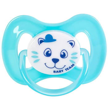 Пустушка силіконова Baby Team, класична, 0-6 міс., блакитний (3007_голубой) - Pampik