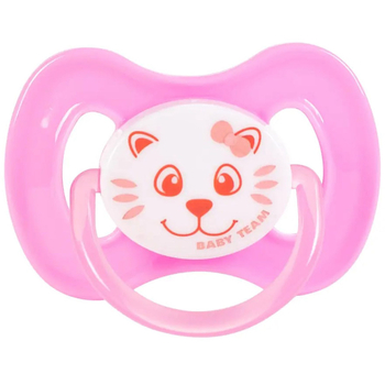 Пустушка силіконова Baby Team, класична, 0-6 міс., рожевий (3007) - Pampik