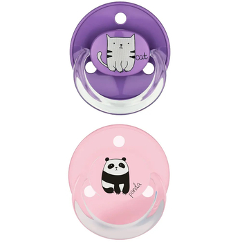 Пустышка силиконовая Baby-Nova Turtle&Panda Uni, круглая, 0-24 мес., розовый и сиреневый, 2 шт. (3962097) - Pampik