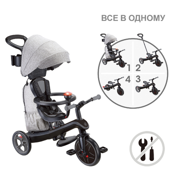 Велосипед дитячий Globber Explorer Trike 4в1 Deluxe Play, чорно-сірий (636-120) - Pampik - 3