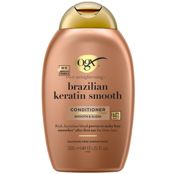 Кондиціонер OGX Brazilian Keratin Smooth розгладжуючий для зміцнення волосся, 385 мл - Pampik