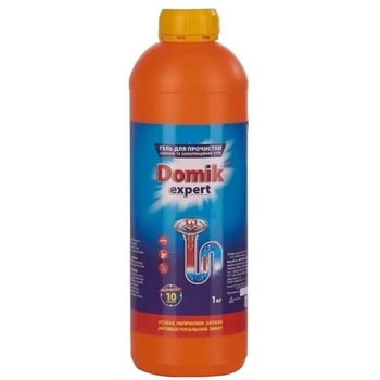 Гель Domik Expert для прочистки сифонов и канализационных труб, 1000 мл - Pampik