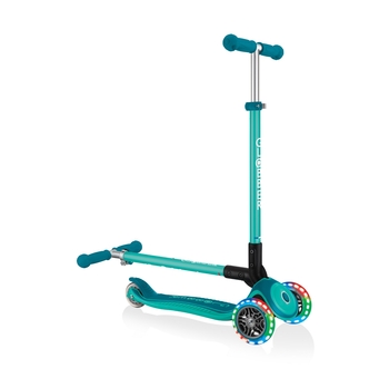 Самокат Globber Primo Foldable Plus Lights, зелений (439-107) - Pampik - 12