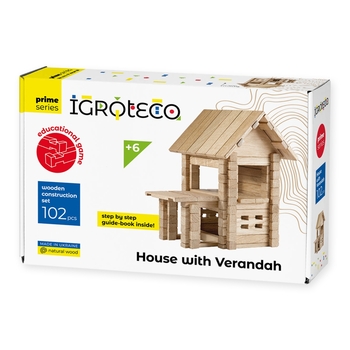 Деревянный конструктор Igroteco Домик с верандой, 102 детали (900255) - Pampik