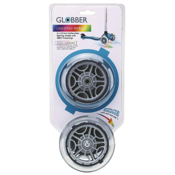 Набір коліс Globber Primo / Evo / Elite / Flow, 121 мм, з підсвічуванням, сірий, 2 шт. (526-009) - Pampik