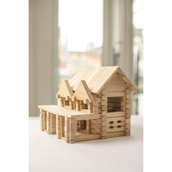 Деревянный конструктор Igroteco Домик с балконом, 136 деталей (900248) - Pampik - 4