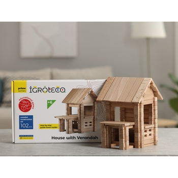 Деревянный конструктор Igroteco Домик с верандой, 102 детали (900255) - Pampik - 4