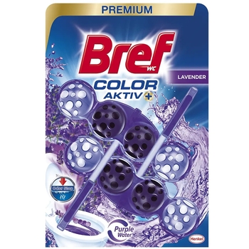 Туалетний блок для унітаза Bref Color aktiv Свіжість лаванди, 100 г ( 2 шт. по 50 г) - Pampik