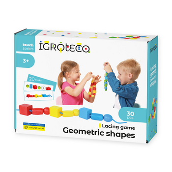 Дерев'яна шнурівка Igroteco Геометрика, 30 елементов (900019) - Pampik