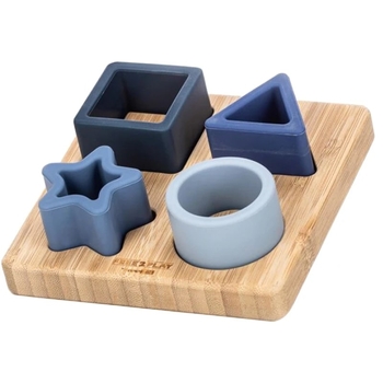 Силіконовий сортер на дерев'яному підносі FreeON, синій (46200) - Pampik - 2