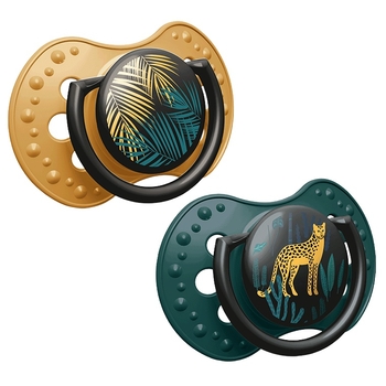 Пустушка силіконова Lovi Jungle Vibes Boy, динамічна, 0-3 міс, 2 шт., зелений з жовтим (22/901boy) - Pampik - 2