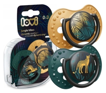 Пустушка силіконова Lovi Jungle Vibes Boy, динамічна, 0-3 міс, 2 шт., зелений з жовтим (22/901boy) - Pampik