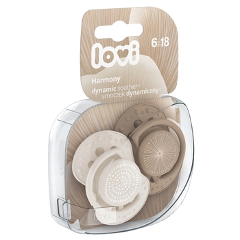 Пустушка силіконова Lovi Harmony Girl, динамічна, 6-18 міс, 2 шт., бежевий (22/907girl) - Pampik - 3