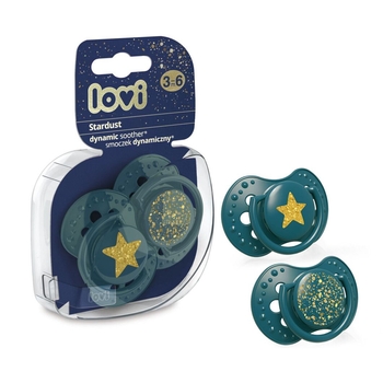 Пустушка силіконова Lovi Stardust, динамічна, 3-6 місяців, 2 шт., зелений (22/893_green) - Pampik - 2