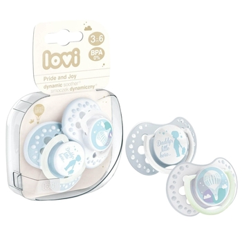 Пустушка силіконова Lovi Praud&Joy, симетрична, 3-6 міс., 2 шт. (22/845boy) - Pampik