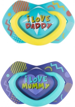 Силиконовая симметричная пустышка Canpol babies Neon love, 6-18 мес., 2 шт., голубой (22/653_blu) - Pampik