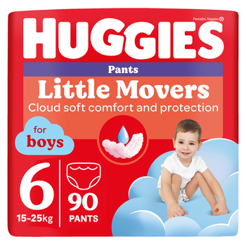Підгузки-трусики для хлопчиків Huggies Little Movers Pants 6 (15-25 кг), 90 шт. - Pampik