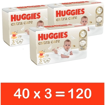Набір підгузків на липучках Huggies Extra Care 3 (6-10 кг), 120 шт. (3 уп. по 40 шт.) - Pampik