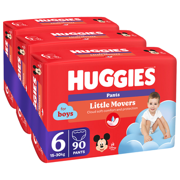 Підгузки-трусики для хлопчиків Huggies Little Movers Pants 6 (15-25 кг), 90 шт. - Pampik - 3