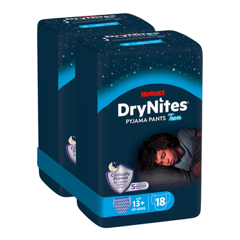 Підгузки-трусики для хлопчиків Huggies DryNites 13+ років (49-60 кг), 18 шт. (2 уп. по 9 шт.) - Pampik