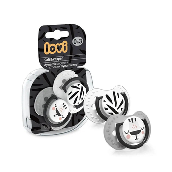 Пустушка силіконова симетрична Lovi Salt&Pepper, 18+ міс., 2 шт., сірий (22/880) - Pampik