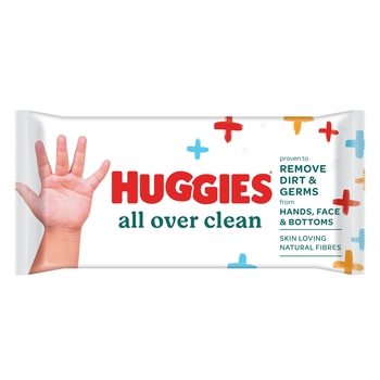 Вологі серветки Huggies All Over Clean, 56 шт. - Pampik