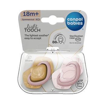 Силиконовая симметричная пустышка Canpol babies Gold, 18+ мес., 2 шт., розовый (22/666_pin) - Pampik