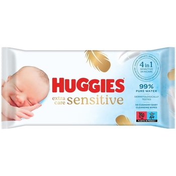 Влажные салфетки Huggies ExtraCare Sensitive, 56 шт. - Pampik