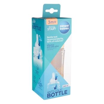 Пляшечка Canpol babies Easystart Mountains антиколікова з широким отвором, 240 мл, бежевий (35/243_bei) - Pampik - 4