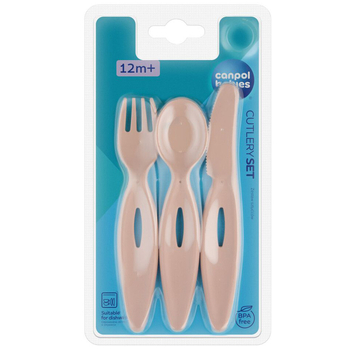 Набір столових приборів Canpol babies (виделка, ніж, ложка), рожевий (31/418_pin) - Pampik - 3