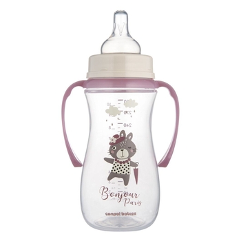 Пляшечка для годування Canpol Babies Easystart Bonjour Paris з широким отвором, антиколікова, 300 мл, рожевий (35/241_pin) - Pampik - 2