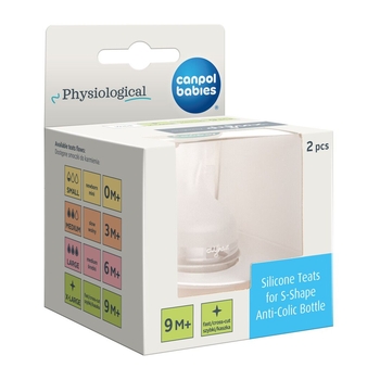 Соска силиконовая для бутылочки Canpol babies S-Shape XL, смешанная, 2 шт. (59/894) - Pampik - 2