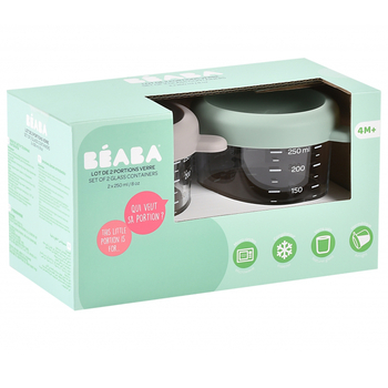 Набор стеклянных контейнеров для хранения Beaba, 2 шт., 2х250 мл (914011) - Pampik - 4