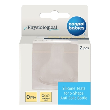 Соска силіконова до пляшечки Canpol babies S-Shape S, міні, 2 шт. (59/891) - Pampik - 3