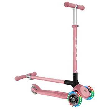 Самокат Globber Primo Foldable Plus Lights, колеса з підсвічуванням, пастельно-рожевий (439-210) - Pampik - 8