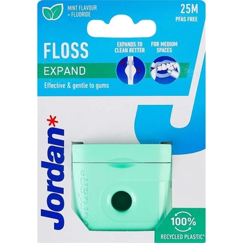 Зубна нитка-флос Jordan Expand Fresh, з фтором, м'ятою, воском і зубною пастою - Pampik