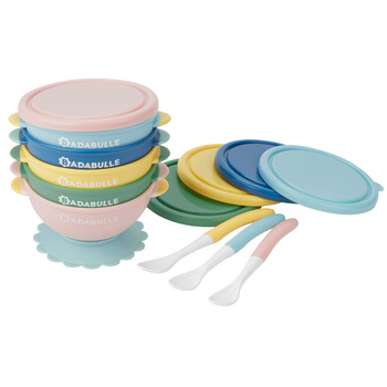 Набор тарелок глубоких Badabulle, 5 шт. + 3 ложки (B005107) - Pampik