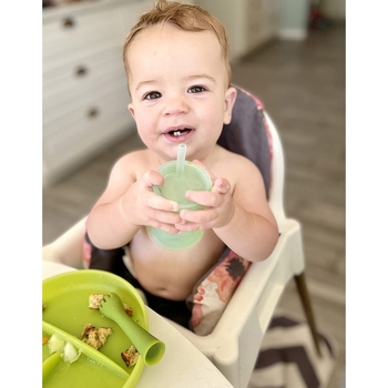 Силіконова кришка та трубочка для стаканчика Olababy Mint, м'ятний (61411) - Pampik - 4