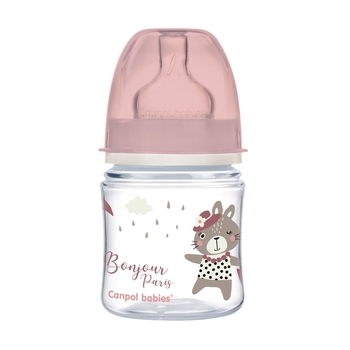 Антиколікова пляшечка Canpol Babies Easystart Bonjour Paris, з широким отвором, 120 мл, рожева (35/231_pin) - Pampik