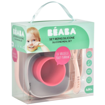Набір силіконового посуду Beaba Babycook, 4 предмета, рожевий (913429) - Pampik - 6