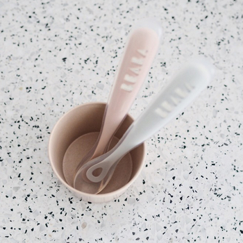 Набір силіконових ложок Beaba, 2 шт., рожевий, сірий (913469) - Pampik - 6