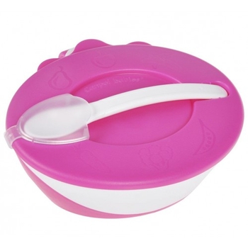Тарілочка з кришкою і ложкою Canpol babies, 350 мл, рожевий (31/406_pin) - Pampik