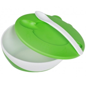 Тарілочка з кришкою і ложкою Canpol babies, 350 мл, зелений (31/406_gre) - Pampik - 2