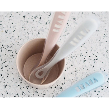 Набір силіконових ложок Beaba, 2 шт., блакитний, сірий (913468) - Pampik - 6