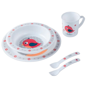 Набір посуду Canpol Babies Cute Animals Пташка, 5 шт. (4/401_red) - Pampik
